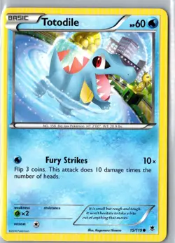 TOTODILE 15/119 COMMON PHANTOM FORCES POKEMON LP - Image 1