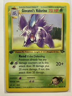 Giovanni's Nidorino - 1st Edition - 45/132 Gym Challenge - Pokemon TCG - 2000 - Image 1