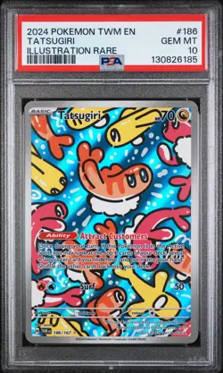 2024 POKEMON TWM EN-TWILIGHT MASQUERADE ILLUSTRATION RARE #186 TATSUGIRI PSA 10 - Image 1
