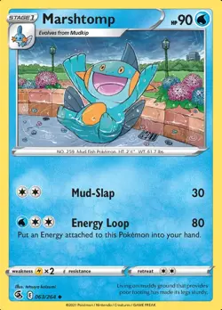 POKEMON FUSION STRIKE MARSHTOMP 063/264 NM/Mint PACK FRESH - Image 1