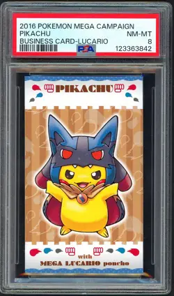 Pokemon Cards - PSA 8 Pikachu Mega Lucario Poncho Business Card - BC Campaign - Image 1