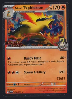 Pokemon TCG Ethan's Typhlosion 034/182 STAFF Stamped Destined Rivals Promo - Image 1