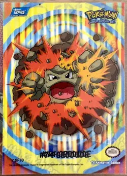 Geodude #7 Pokemon 2000 Topps TV Sticker - MISPRINT - Image 1