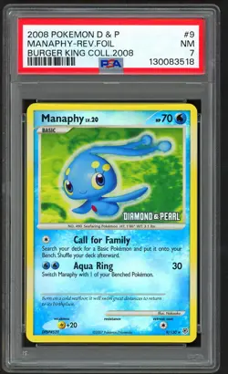 Pokemon Cards - PSA 7 Manaphy Lv.20 9/130 - Burger King Diamond & Pearl 2008 NM - Image 1
