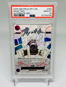 One Piece TCG OP11-080 Gear Two V.2 Monkey D. Luffy PSA 10 .EN - Image 1