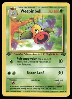 Pokemon Cards Weepinbell 48/64 1ST EDITION Jungle Uncommon MP - Image 1