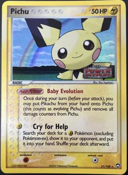 Pichu 21/108 EX Power Keepers Reverse Holo Stamped Pokemon Card NM - Image 1