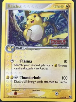 Raichu 12/108 EX Power Keepers Reverse Holo Stamped Pokemon Card NM - Image 1