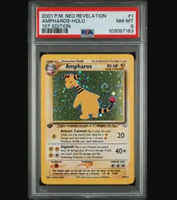 Pokemon Ampharos Holo 1. Edition 1/64 Neo Revelation PSA 8 NM-MT #1 Englisch - Image 1