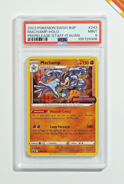 Pokemon PSA 9 Machamp #SWSH243 Holo Prerelease Staff Promo 2023 Italiano - Image 1