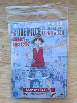 One Piece Monkey.D.Luffy US College Basketball Promo Card Sealed! - Image 1