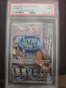 Pokemon 2024 SCR Squirtle Illustration Rare Card 148/142 PSA 9 - Image 1