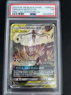 Pokemon Espeon & Deoxys GX Tag Team Black Star Promo SM240 PSA 1 - Image 1