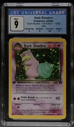 2000 Pokemon 1st Edition Team Rocket Dark Slowbro #12 Holo CGC 9 MINT WOTC - Image 1