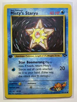 1st Edition Gym Challenge Misty’s Staryu 92/132 Pokemon Card WOTC Vintage - Image 1