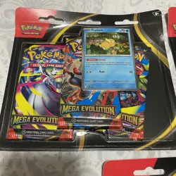 3x Pokemon TCG Mega Evolution 3 Pack Blister w/ Psyduck Promo Sealed - Image 2