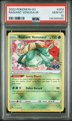 Radiant Venusaur 004/078 Pokemon Go English 2022 PSA 10 - Image 1