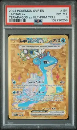 Lapras ex 164 PSA 8 Terapagos ex UPC Promo Pokemon Scarlet & Violet 2024 - Image 1