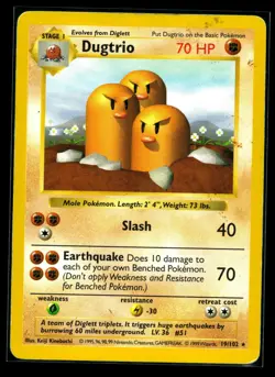 [HP] 1999 Pokemon Shadowless Dugtrio 19/102 base set - Image 1
