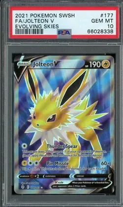 2021 Pokemon Evolving Skies 177/203 JOLTEON V Full Art PSA 10 Gem Mint - Image 1