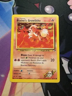 Pokemon TCG Blaine's Growlithe Gym Heroes 62/132 Regular Unlimited Common NM - Image 1