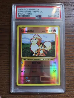 2016 Pokemon XY Evolutions #17/108 Growlithe Reverse Holo PSA 9 - Image 1