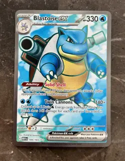 Pokemon 151 ENGLISH - VERY LIGHT PLAY - BLASTOISE EX ULTRA RARE FULL ART 184/165 - Image 1