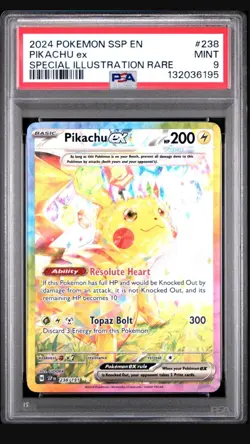 2024 POKEMON SSP EN-SURGING SPARKS SPECIAL ILLUSTRATION RARE PIKACHU EX PSA 9 - Image 1