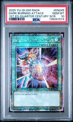 PSA 10 Dark Burning Attack Yugioh Quarter Century SCR RA04-EN245 Magician Girl - Image 1