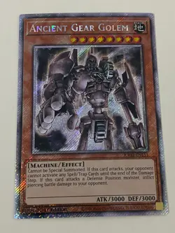 Yugioh Ancient Gear Golem x 3 - 1st Edition Platinum Secret Rare NM - Free Holo - Image 4