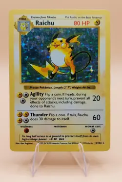 Raichu Shadowless Holo Rare Base Set 14/102 Pokemon Card - WOTC 1999 B - Image 1