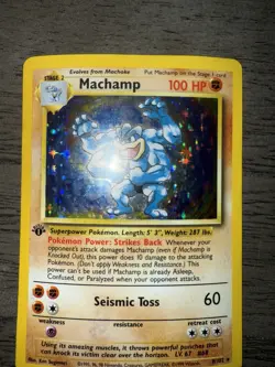 MACHAMP 1ST EDITION HOLO POKEMON CARD 8/102 BASE MP/LP - Image 3