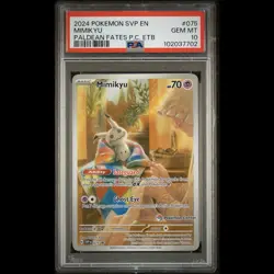 2024 MIMIKYU PSA 10 SVP PALDEAN FATES POKEMON CENTER PC ETB STAMPED PROMO #075 - Image 1