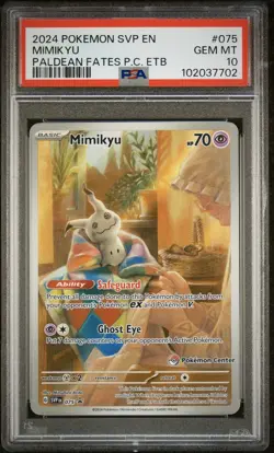 2024 MIMIKYU PSA 10 SVP PALDEAN FATES POKEMON CENTER PC ETB STAMPED PROMO #075 - Image 2