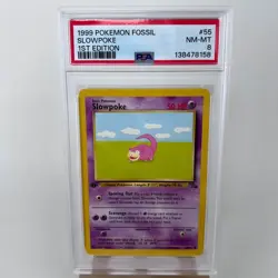 1999 Pokemon Fossil 1st Edition Slowpoke 55/62 PSA 8 NM-MT - Image 1