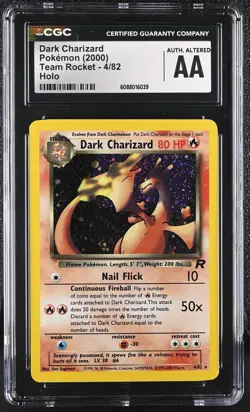 CGC Authentic Altered Dark Charizard 2000 Team Rocket 4/82 Holo Pokemon Card - Image 1