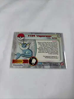 2000 Topps Pokemon TV Series Blue Logo #134 Vaporeon Non Holo - Image 5