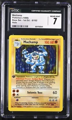 1999 Pokemon Base Set 1st Edition Machamp Holo CGC 7 NEAR MINT - Image 3