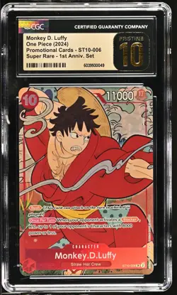 CGC 10 PRISTINE - Monkey D. Luffy ST10-006 - One Piece English 1st Anniversary - Image 1