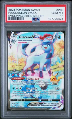 2021 POKEMON SWORD & SHIELD EVOLVING SKIES SECRET FULL ART/GLACEON VMAX PSA 10 - Image 1
