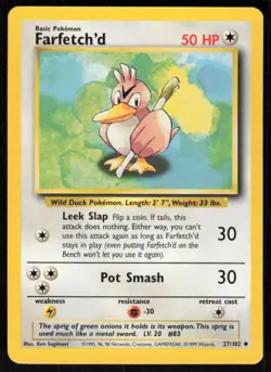1999 Pokemon Game Base Set #027/102 Farfetch'd Uncommon - Image 1