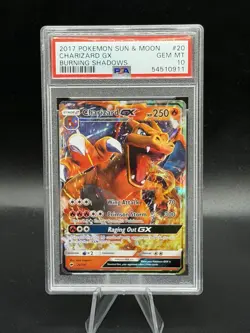 2017 POKEMON SUN & MOON BURNING SHADOWS #20 CHARIZARD GX PSA 10 - Image 1