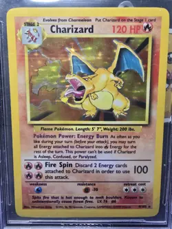 1999 POKEMON BASE SET UNLIMITED #4 CHARIZARD HOLO RARE BGS 8 NM-MINT VINTAGE. - Image 2