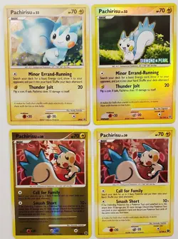 Pachirisu Lot of 4 Holo Cards Diamond & Pearl DP04 35/130 5/106 2007 2008 - Image 1