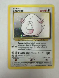 Chansey 3/102 Holo 1999 WOTC Pokemon TCG Base Set Unlimited Rare Card LP - Image 1