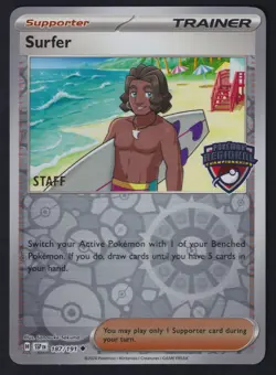Pokemon TCG Surfer 187/191 STAFF Stamped Regional Championship Promo Card - Image 1