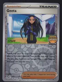 Pokemon TCG Geeta Obsidian 188/197 Regional Championships STAFF Stamp Promo Card - Image 1