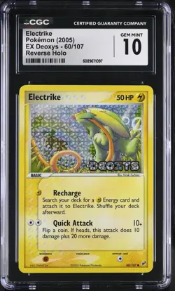 CGC 10 GEM MINT Electrike EX Deoxys 60/107 Reverse Holo Stamped Pokemon Card - Image 1
