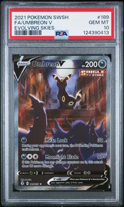 2021 POKEMON SWORD & SHIELD EVOLVING SKIES #189 FULL ART/UMBREON V PSA 10 - Image 1