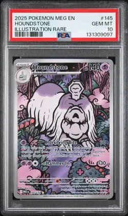 2025 POKEMON MEG EN-MEGA EVOLUTION ILLUSTRATION RARE #145 HOUNDSTONE PSA 10 - Image 1